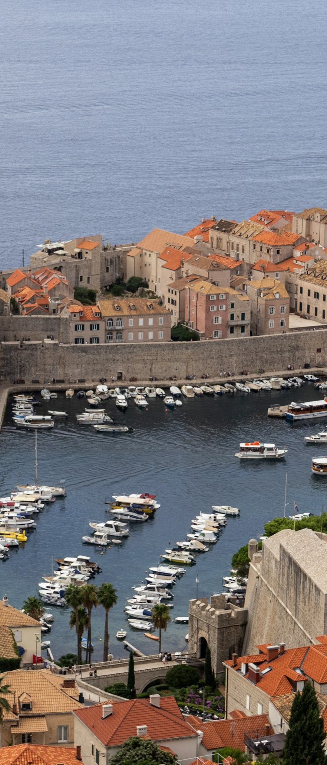 Dubrovnik old town harbor and Adriatic sea